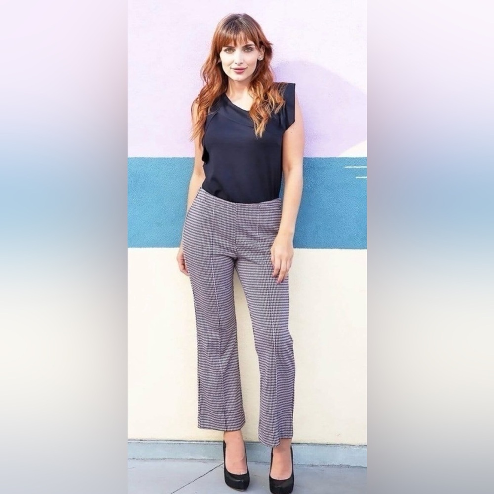 Eva Franco Black and White Patterned Straight Leg Pants